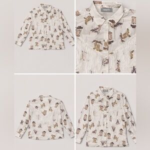 Women's Western Cowboy Print Button Down Shirt